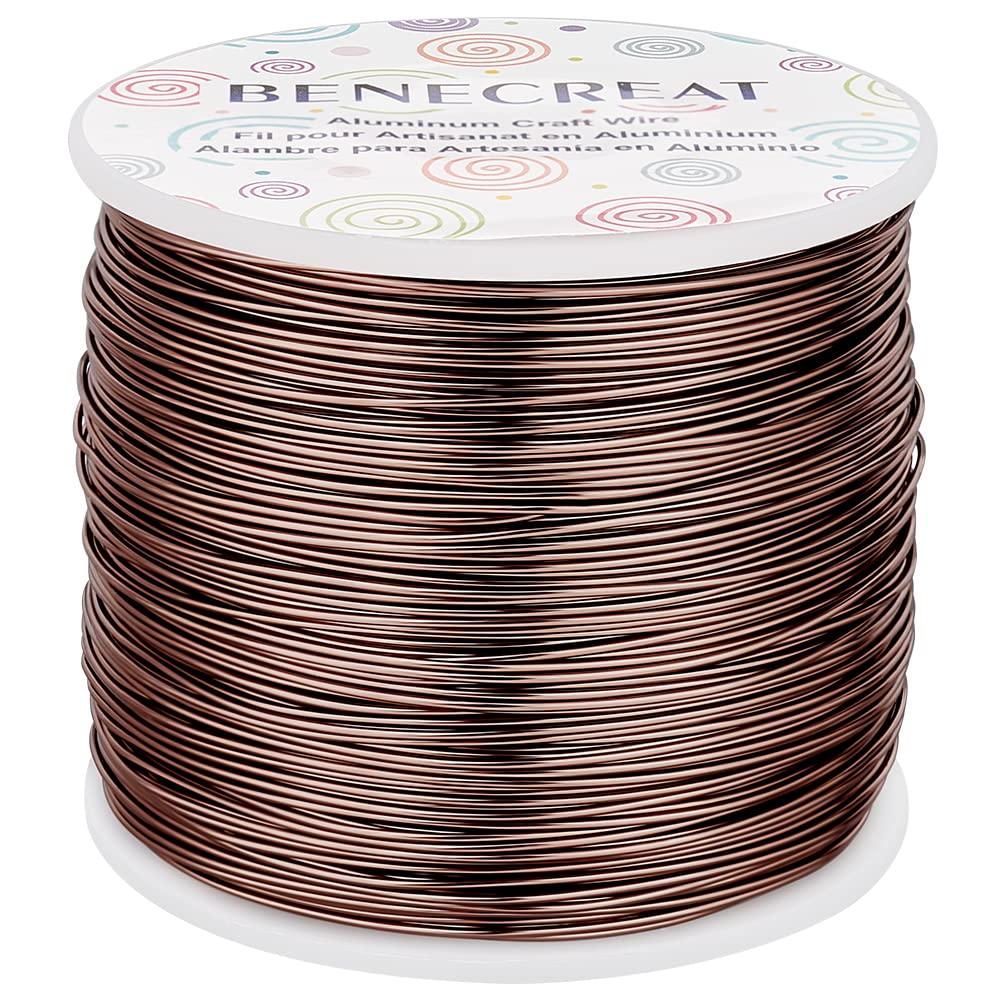 BENECREAT 20 Gauge 770FT Brown Aluminum Wire Anodized Jewelry Craft Making Beading Floral Colored Aluminum Craft Wire for Jewelry Craft, Garden, Model Making