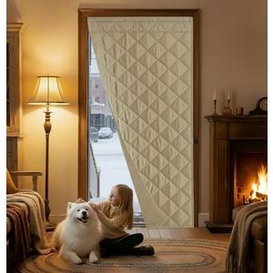 NICETOWN Thermal Insulated Door Curtain, 30"x82" Thick Draft Stopper with 3 Hanging Ways, Keep Warm in Winter, Easy Install for Doorway, Old House, Sliding Door, Taupe, 1 Panel