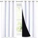 NICETOWN 100% Blackout Curtains 54 inches Long, Double-Deck Completely Blackout Window Treatment Thermal Insulated Lined Drapes for Small Window (White, 1 Pair, 52 inches Width Each Panel)
