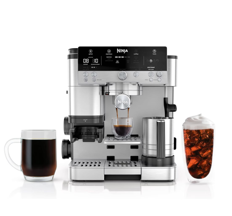 Ninja Luxe Cafe Premier Espresso Machine, Drip Coffee, Cold Brew, Grinder, Tamper, Frother, Silver - ES601