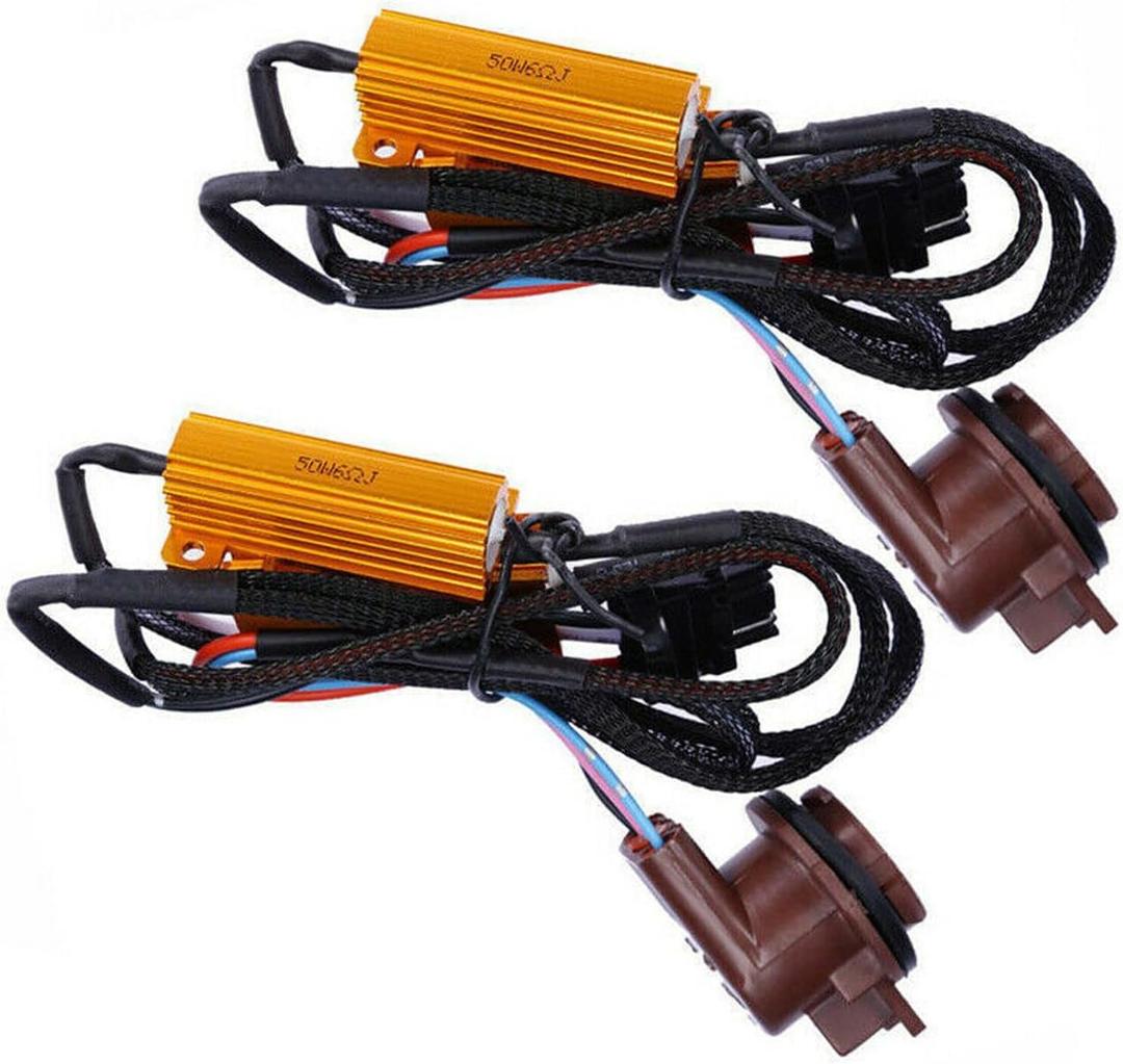 SLIMI 2 PCS Car 3157 Brake Light Resistor Decoders, 50W 6 Ohm LED Resistor Load Harness Decoders, Turn Signal Error Decoding Harness, for T20/3157/4157 Light Bulb (Multicolored)