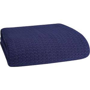 Elvana Home 100% Cotton Bed Blanket, Breathable Bed Blanket Twin Size, Cotton Thermal Blankets Twin, Perfect for Layering Any Bed for All Season, Navy Blue (Twin (60"x90"))