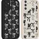 2 Pack Cute Coquette Bow Phone Case for Samsung Galaxy A15 5G 6.5", Aesthetic Black Ribbon Bowknot Pattern Print Design Women Girls Case Soft Slim Shockproof TPU Protective Funda Cover