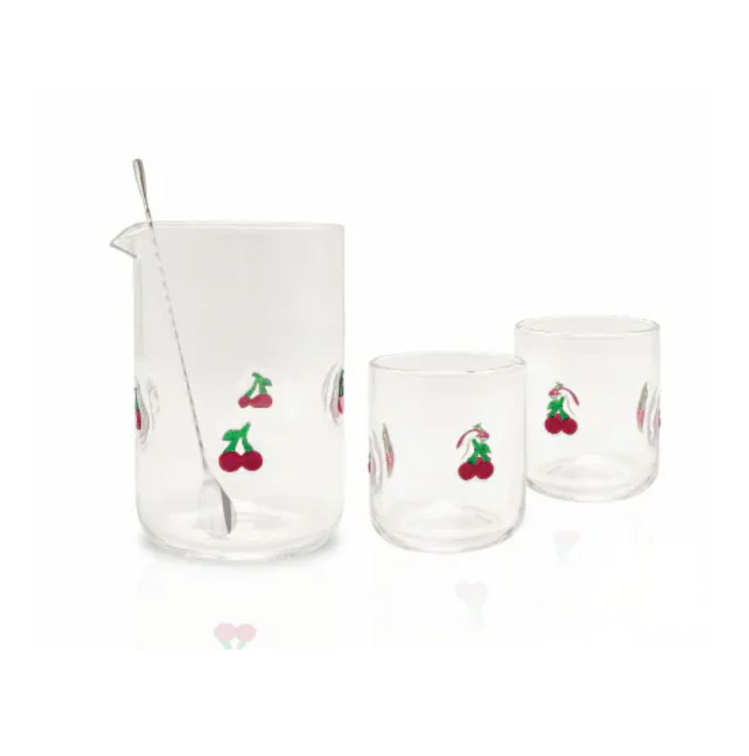 Silver One International Daisy Mixing Glass Coctail Set 4Pcs