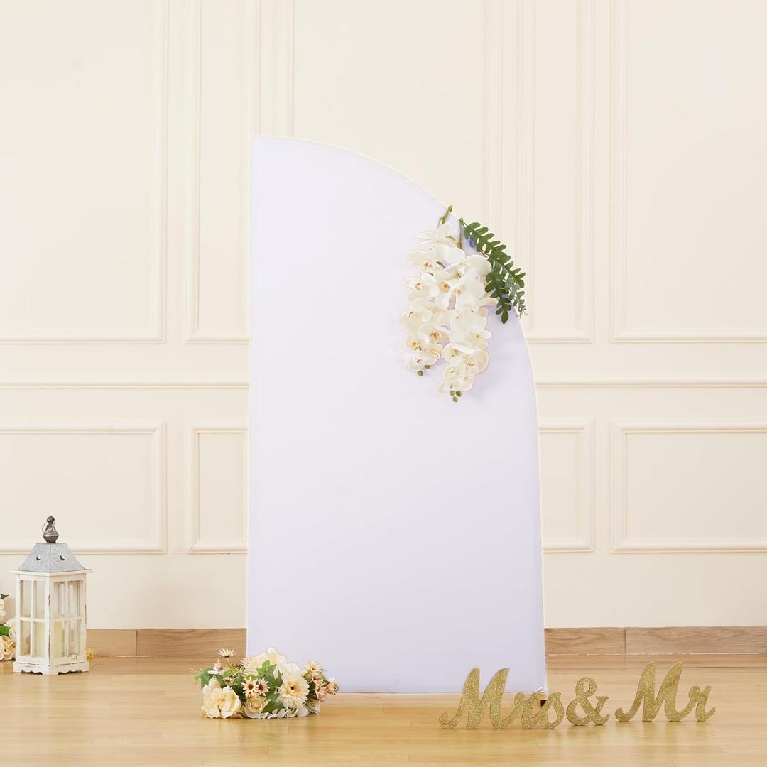 White Half Moon Arch Cover Wedding Arch Backdrop Backdrops for Weddings Parties Baby Showers Event 5ft(White,5x2.65ft)