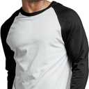 TOP PRO Men's Full Length Sleeve Raglan Cotton Baseball Tee Shirt (XXXL)