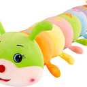 Multicolor Caterpillar Stuffed Animal Big Hugging Pillow Cute Plush Soft Pillow Doll, Giant Plush Toy, Gifts for Girl Boy Babies Birthday (35.4inch/90cm)