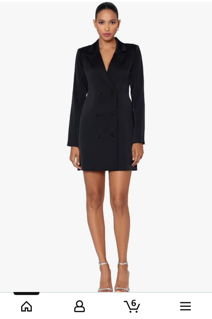 Betsy & Adam Womens Women's Chic Executive Short Tuxedo Satin Long Sleeve Dress Size 6