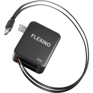 FLEXINO Retractable Wall Charger, 3-Port USB Charger Block with 2 * 2.6ft Cords, 35W iPhone Chargers Fast Charging for iPhone 16/15/14/13/12/ Series