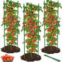 3 Pack Tomato Cages for Garden, 51 Inches Adjustable Tomatoes Plant Stakes Support Cages Trellis, Garden Trellis for Vegetable Flowers Fruits Climbing Plants- 20 Binding Wires Included