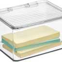 IDesign Recycled Plastic Pantry and Kitchen Storage, Freezer and Fridge Organizer Lidded Bin – 6.75” x 5.75” x 3.75”, Clear