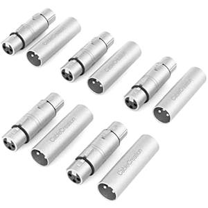 CableCreation [5-Pair XLR Female to Female & XLR Male to Male 3PIN Adapter Connector Compatible Microphone,Mixer,Silver Only 9