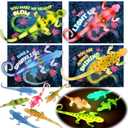 SpringFlower 24 Pack Valentines Day Gift Cards with Glow in The Dark Lizards,Fidget Toy for for Classroom,Valentine's Gifts Exchange For School,Valentine's Party Favors & Prizes for Kids