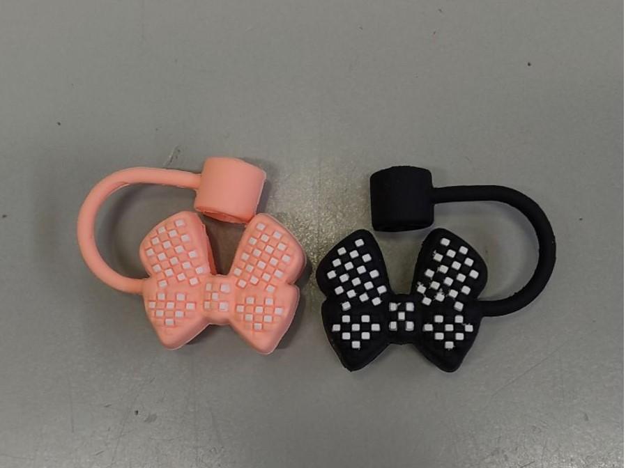 2PCS Cute Bow Straw Cover Cap