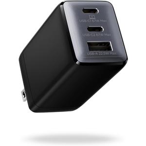 wegear 67W USB C Charger, 3-Port GaN Fast Charging Block with Foldable Plug, Compatible with MacBook Pro/Air, iPad Pro, iPhone 16/15/Pro, Galaxy S25/S24, Note20, Pixel, Apple Watch, (Black)
