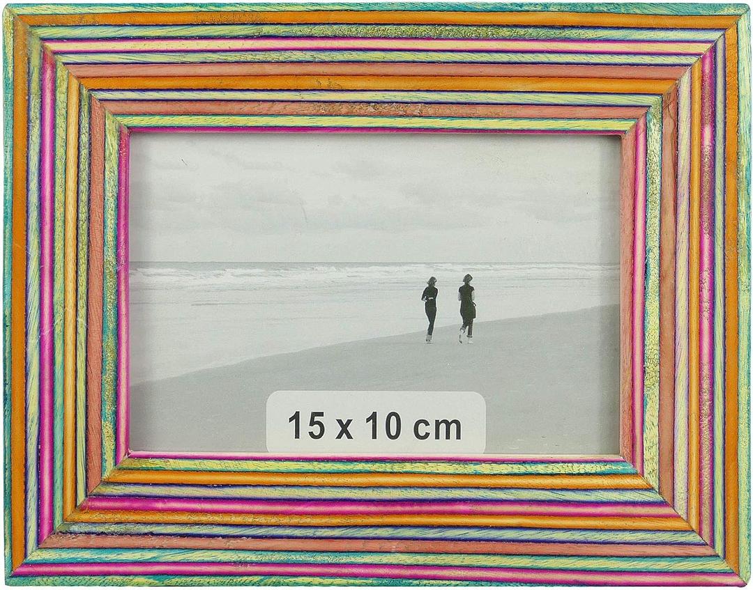 NIKKY HOME Wooden Photo Picture Frame 4x6 Boho Style Mango Wood for Tabletop Display, Colorful (pattern 1)