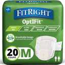 FitRight OptiFit Extra Adult Briefs, Incontinence Diapers with Tabs, Heavy Absorbency, Medium, 32 to 44", 20 Count