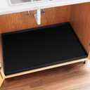 FLATO Waterproof Under Sink Mat 37" x 19" Shelf Liner for Kitchen and Bathroom, Cabinet Protector, Organizers and Storage, Flexible Silicone Drip Tray (Black)