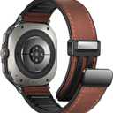 Magnetic Leather Watch Band Compatible with Samsung Galaxy Watch Ultra 47mm (2025/2024) Magnetic Buckle Design Adjustable Classic Wristbands Accessories Replacement Straps for Men and Women