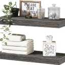 QEEIG Grey Bathroom Floating Shelves for Wall Shelf Over Toilet Wall Mounted Farmhouse Small 16 inch Set of 2 (008-40GY) (15.7")