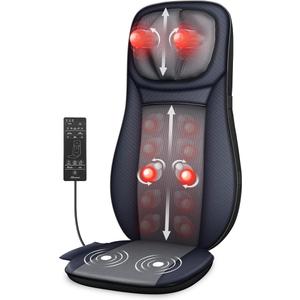 Snailax Shiatsu Neck Back Massager with Heat, Full Body Massage Chair Pad with Adjustable Height, Deep Kneading & Rolling Massage Seat Cushion for Back Pain, APP Control Seat Chair Massager, Gifts