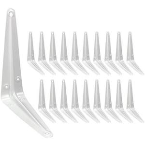 Shelf Brackets 6 Inch, 20 Pack White Metal Heavy Duty L Adjustable Floating Shelves Bracket, 6 x 5 Inch Farmhouse Decorative Shelf Angle Bracket for Wall with Screws