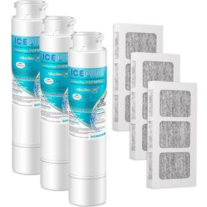 ICEPURE Alkaline RWF5800A-AL Refrigerator Water Filter and Air Filter Replacement for Frigidaire EPTWFU01, EWF02, Pure Source Ultra II, PureSource Ultra 2, BO022, MR022, SCWFTCTO, Enhances PH, 3Combo