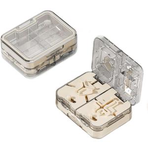 Pill Cutter Splitter 1/3, 1/4 with Centering Device for Small and Large Oblong Oval Tablets with Pill Storage, for Quarter, Third and Half