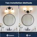 RUIYEY Bathroom Vanity Light Fixtures: 2-Light Black Bathroom Lighting Fixtures Over Mirror with Milky White Frosted Glass Shade, Farmhouse Modern Wall Light for Bathroom