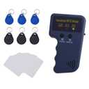 125kHz Handheld RFID Reader and Writer, Portable ID Card Copier Device for T5577/EM4305 Includes 6 Blank Key Fobs & 5 writable Cards for Duplicating Access Cards, Parking Permits(Battery Not Included) (HRRW-4IN)