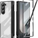 for Samsung Galaxy Z Fold 6 Case with S Pen Holder & Slim Stylus, Crystal Clear All-Inclusive Case with Kickstand Hinge Protection Screen Protector Pen Slot Protective Cover for Z Fold 6 Black