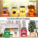 4 x 3PCS Reversible Thanksgiving Decor & Christmas Decorations Wooden Mason Jar, Winter & Fall Decorations for Home, Table, Fireplace Mantel, Shelf, Office Desk, Xmas Holiday Decorations