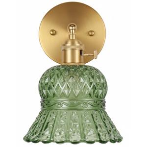 Rnzziw Vintage Battery Operated Wireless Wall Sconces, Rechargeable Battery Powered RGB Gold Wall Lights,Wall Lighting Indoor Lampshade with Remote (Pineapple Green)