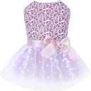 CuteBone Dog Birthday Dress Girl Puppy Skirt Tutu Cat Wedding Outfit Pet Party Clothes for Small Dogs Costume DD14XS (Purple embroidered dress)