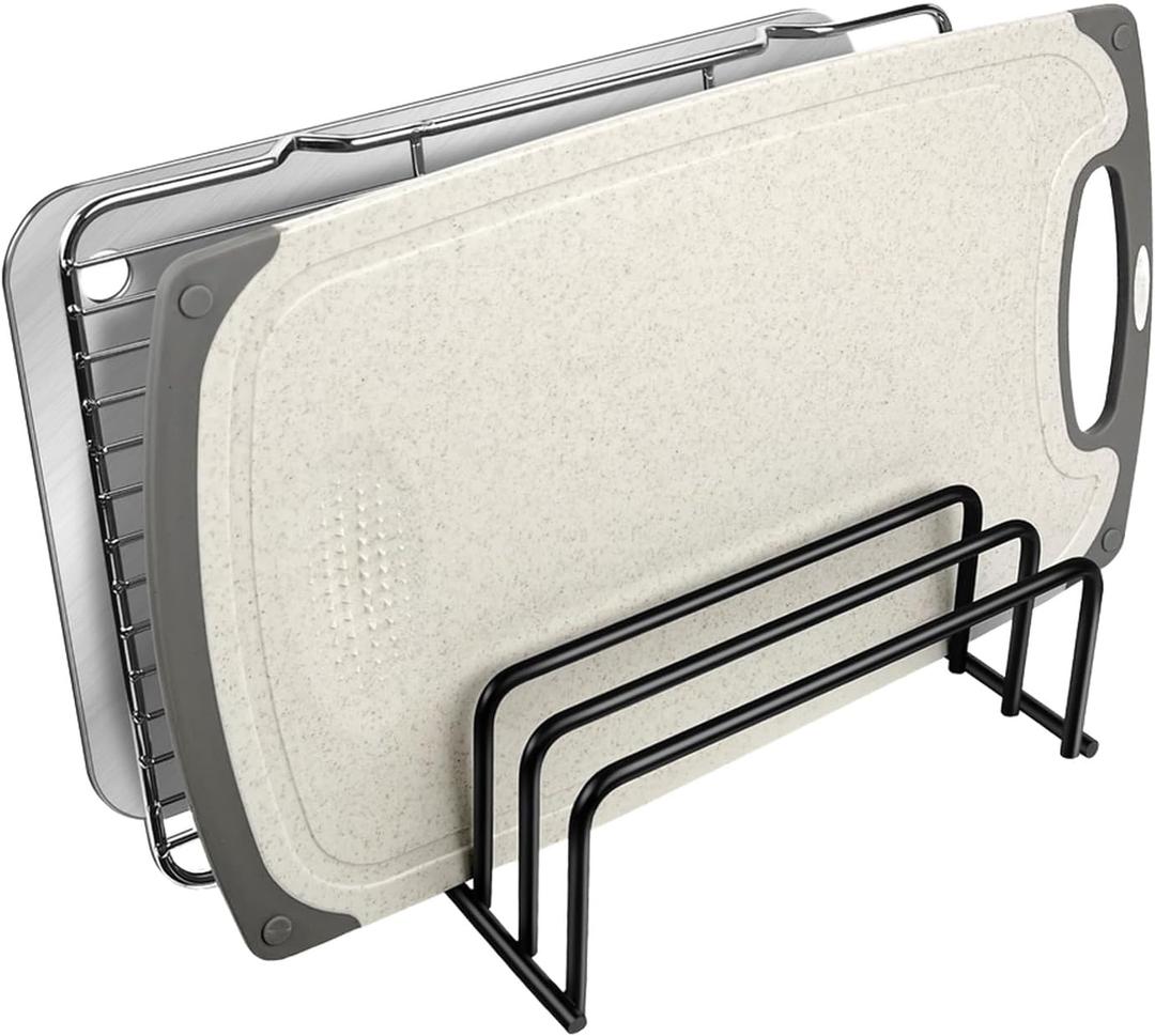 Cutting board organizers (1.0 and 0.6 inch wide slots), cutting board holders, cutting board racks, cutting board storage, biscuit sheets, bakeware organizers for cabinets
