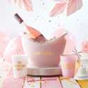 Slant Party Supplies Ice Bucket - Double Handle Acrylic Champagne Beverage Cooler, 10.8" x 8", Pink/Gold - Drinks