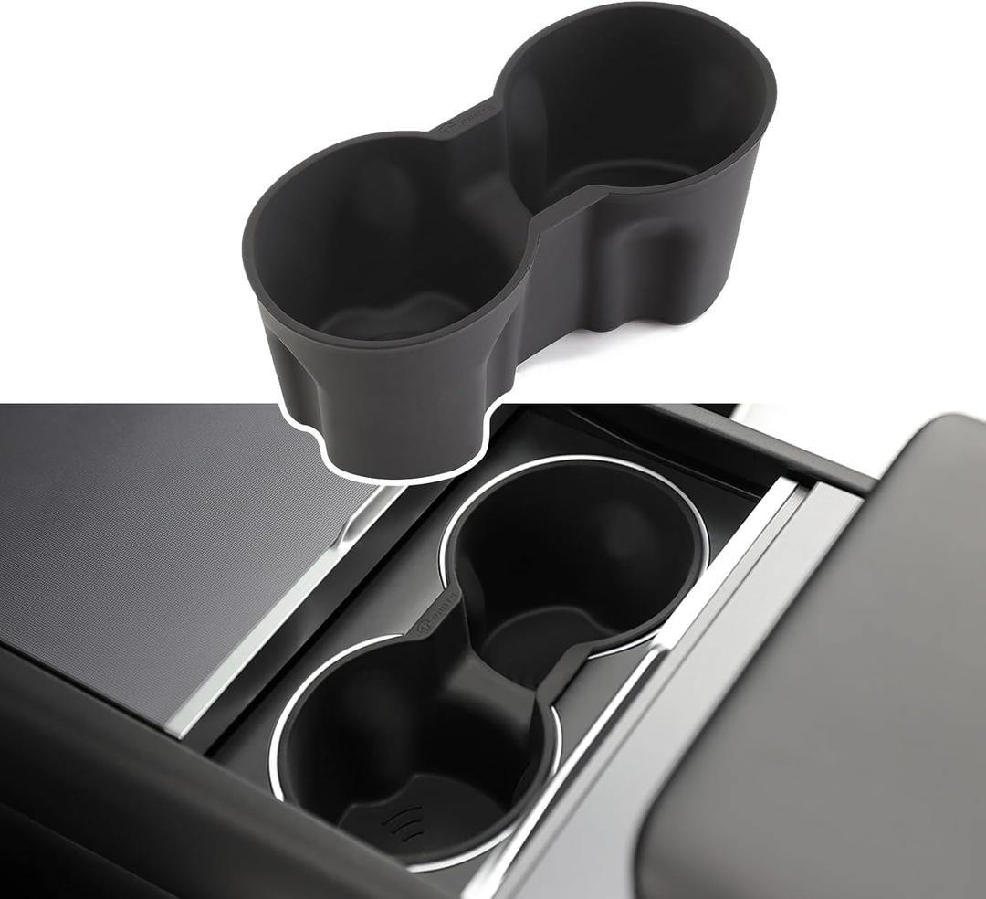 TPARTS Silicone Center Console Cup Holder Insert for New Tesla Model Y Juniper 2025+/Model 3 Highland 2024+ Anti-Slip Dust & Water Proof Noise Free Precise Fitment & Easy Installation