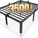 ROIL 18 Inch Queen Bed Frame with Rounded Corner and Headboard Hole Mattress Retainers 3500LBS Metal Heavy Duty Steel Slats No Box Spring Needed Platform Noise-Free Easy Assembly