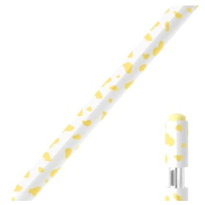Pack of 2 JOOSKO Cow Print Pencil Case for Apple Pencil (USB-C), Comfortable Grip, Side Thin Silicone Sleeve, Supports magnetic attachment. (Yellow)