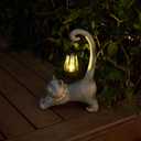RM ROOMERS Cat Garden Statue with Lantern  Solar Cat Light Outdoor Figurine for Yard Patio Porch  Gifts for Women Gardeners  House Decorations, Birthday & Mothers Day Garden Gifts