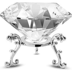 Luomorgo 1 Set Crystal Diamond Paperweight with Stand, Clear Diamond Paperweight Decorations for Office Home Decor Ornaments (100mm)