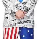 EraSpooky Mens Fake News Anchor Costume, News Reporter Journalist Outfits, Adult Patriotic Suit with Hat, Tie and Press Pass (XL)