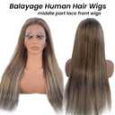 Smartinnov Balayage Ash Blonde Human Hair Wigs 13x4 Lace Front Wigs 24Inch Glueless Blonde Highlight Pre Plucked Ombre Wigs with Light Brown Roots 150% Density