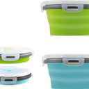 2 Pcs Collapsible Bowls with Lids, Foldable Meal Prep Containers Reusable, Silicone Food Storage Containers, Camper Must Haves Rv Camping Accessories for Travel Trailers, Microwave and Freezer Safe