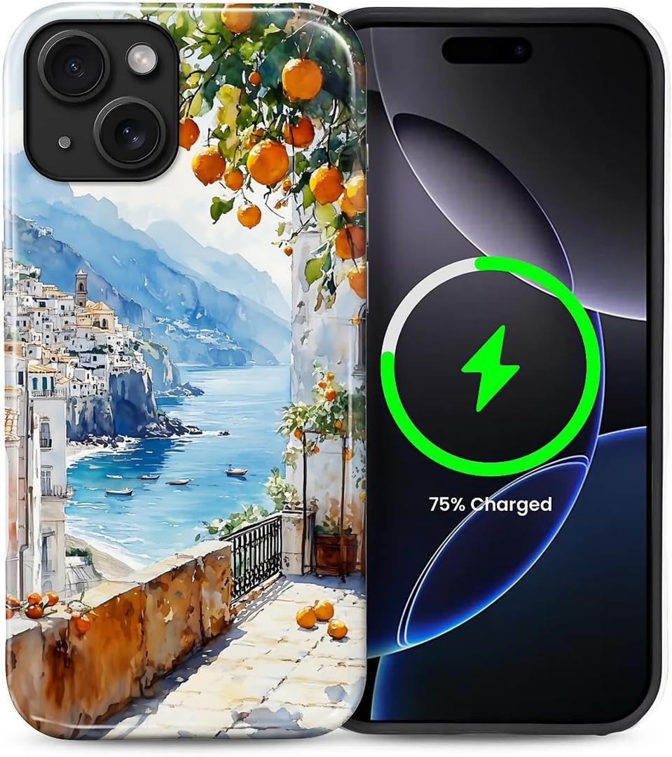 Case for iPhone 14 Plus, Magnetic Hybrid Shockproof Protective Phone Case with MagSafe Compatible Design, Lemon Coast