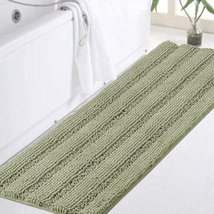 Turquoize Luxury Bath Runner, Eucalyptus Bathroom Rug 47 x 17 Inches Mat, Soft Plush Anti-Slip Shower Rugs, Microfiber Shaggy Mat Machine Washable Bath Rug for Bathroom, Eucalyptus