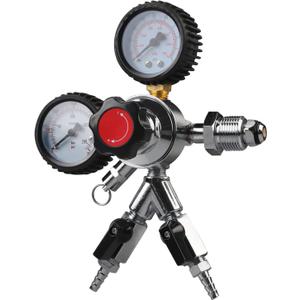 Dual Gauge Nitrogen Regulator - Draft Beer Nitrogen Keg Regulator with double 5/16" Outlet Barb 0-100 psi and 0-3000 psi pressure table Pressure Release Valve Free Worm Clamps CGA-580