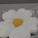 Sioloc Flower Shaped Throw Pillow, Fun Daisy Pillow, 15.7" White Cute Decorative Seat Cushion Aesthetic Flower Plush Pillows for Bed Floor Couch Chair