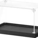 JUJOMAT Acrylic Display Case for Collectibles Clear Acrylic Display Box for Lego Action Figures Doll Hobby, Fits 1:24 Scale Car Models, Assembly Required, Black Base (10 x 6 x 5 inches)