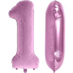 6 x 40 Inch Number 1 Balloon, Large Pink Number Balloons for Boy Girls 1st Birthday Decorations, Flocked Velvet Matte Foil Birthday Balloon 0-9 for Women Men, Giant Number 1, Anniversary Supplies